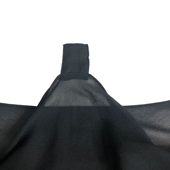 Vintage Express Dress 11/12 Black Silk Midi Flutter Sleeve Y2K Fairy Whimsigoth‎ - Picture 5 of 13